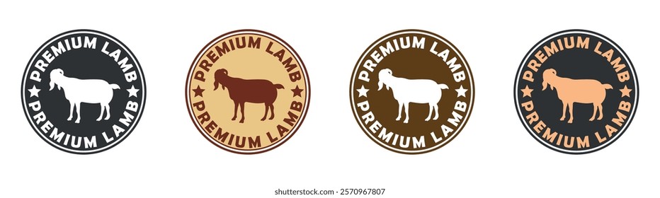 Premium Lamb Badge Design with Retro Style in Multiple Colors