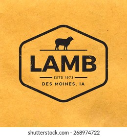 premium lamb label with grunge texture on old paper background