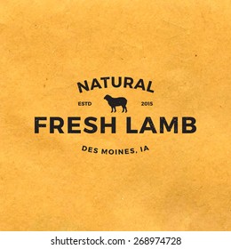premium lamb label with grunge texture on old paper background