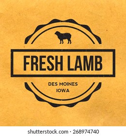 premium lamb label with grunge texture on old paper background