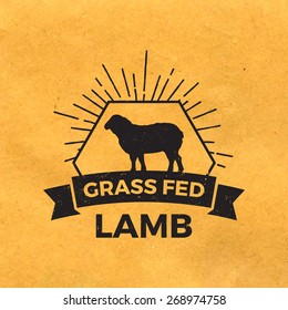 premium lamb label with grunge texture on old paper background