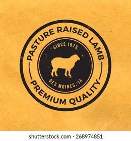 premium lamb label with grunge texture on old paper background
