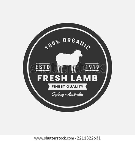 Premium Lamb Meat Logo Finest Quality Vector Isolated. Special Lamb Meat Label. Vintage style sheep farm company logo.