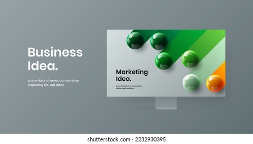 Premium landing page design vector layout. Clean desktop mockup website screen template.