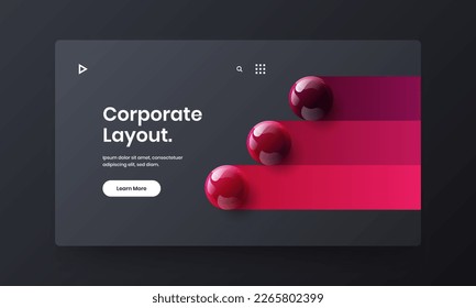 Diseño vectorial de diseño de página de inicio premium. Increíble ilustración del sitio de esferas 3D.