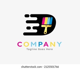 premium Latter D speed paint logo concept