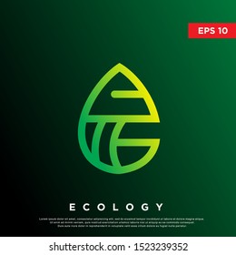 premium leaf drop logo. modern monoline icon, template design