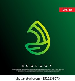 premium leaf drop logo. modern monoline icon, template design