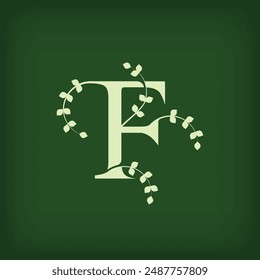Premium leaf typography, Letter F Initials Logo. Symbol icon design. Unique leaf combination. Flat Vector Design.