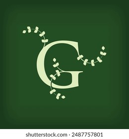 Premium leaf typography, Letter G Initials Logo. Symbol icon design. Unique leaf combination. Flat Vector Design.