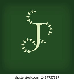 Premium leaf typography, Letter J Initials Logo. Symbol icon design. Unique leaf combination. Flat Vector Design.