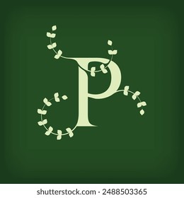 Premium leaf typography, Letter P Initials Logo. Symbol icon design. Unique leaf combination. Flat Vector Design.	