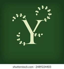 Premium leaf typography, Letter Y Initials Logo. Symbol icon design. Unique leaf combination. Flat Vector Design.