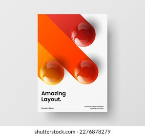Premium leaflet A4 design vector concept. Minimalistic 3D spheres banner layout.