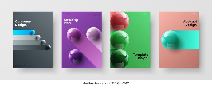 Premium leaflet vector design concept collection. Simple realistic balls banner template composition.