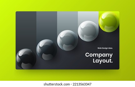 Premium leaflet vector design template. Unique realistic balls corporate brochure concept.