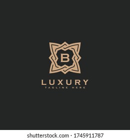 Diseño de icono de logotipo de letra B premium. Logotipo de borde de joyería de lujo. Imprimir símbolo de marca de marca de las iniciales del monograma