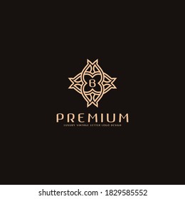 Premium letter B logo icon design. Luxury jewelry frame gem edge logotype