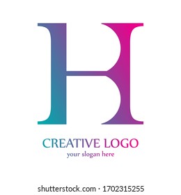 Premium-Brief BH Gradient Logo Design Vektorillustration. Luxus lineares kreatives Monogramm.