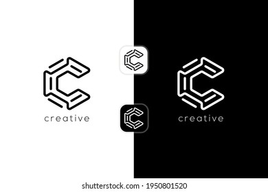 Premium Letter C with Hexagon logotype. Creative vector based icon template.	
