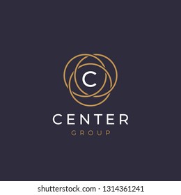 Premium letter C logo design. Luxury  linear circle monogram abstract logotype. Creative elegant vector symbol.