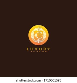 Premium letter C logo icon vector design. Luxury jewelry frame gem edge logotype. Print monogram initials stamp sign symbol.