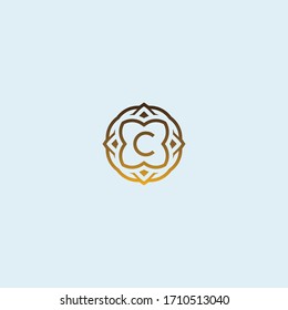 Premium letter C logo icon vector design. Luxury jewelry frame gem edge logotype. Print monogram initials stamp sign symbol.