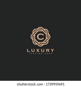 Premium letter C logo icon design. Luxury jewelry frame gem edge logotype. Print monogram initials stamp sign symbol