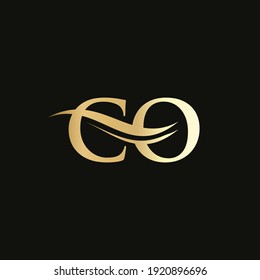 Premium Letter CO Logo Design with water wave concept. CO letter logo design with modern trendy