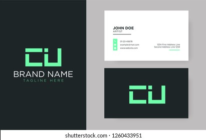 Premium letter CU logo with an elegant corporate identity template
