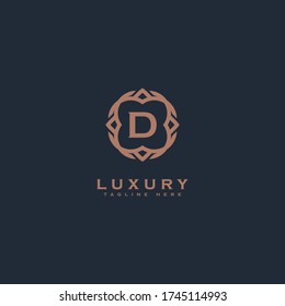 Premium letter D logo icon design. Luxury jewelry frame with gem edge logotype. Print monogram initials stamp sign symbol