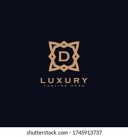 Premium letter D logo icon design. Luxury jewelry frame gem edge logotype. Print monogram initials stamp sign symbol