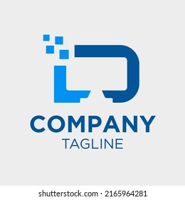 Premium letter D logo icon design with blue colour. D Letter Design Vector with square. Suitable for technology company