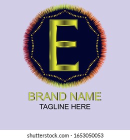 Premium letter E logo with a golden design. 