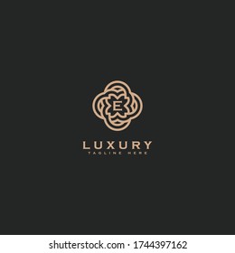 Premium Buchstaben E Logo Symbol Design. Luxuriöser Schmuckrahmen Edelkantenlogotype. Zeichen für das Zeichen der Beschriftung von Monogrammen
