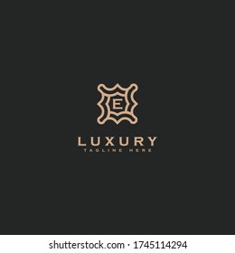 Diseño de icono de logotipo E de letra Premium. Logotipo de borde de joyería de lujo. Imprimir símbolo de marca de marca de las iniciales del monograma