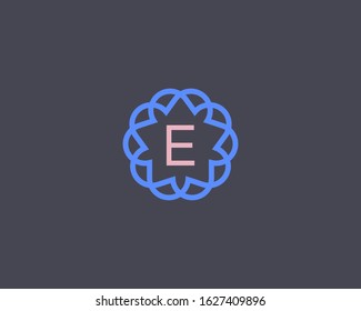 Premium letter E vector logotype. Elegant floral frame with letter icon logo. Alphabet symbol mark.