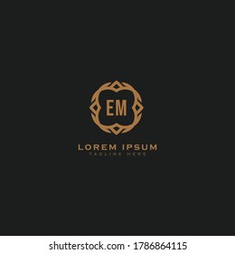 Premium letter EM logo icon design. Luxury jewelry frame gem edge logotype