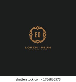 Premium letter EO logo icon design. Luxury jewelry frame gem edge logotype