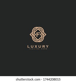 Premium letter F logo icon design. Luxury jewelry frame gem edge logotype. Print monogram initials stamp sign symbol