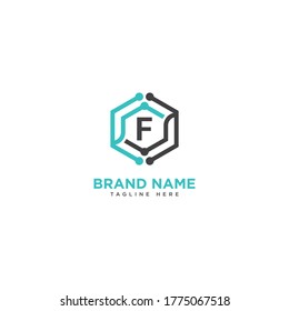 Premium letter F logo icon design. technology dot connect frame gem edge logotype. Print monogram initials stamp sign symbol