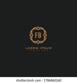 Premium letter FB logo icon design. Luxury jewelry frame gem edge logotype