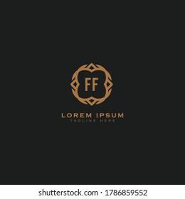 Premium letter FF logo icon design. Luxury jewelry frame gem edge logotype