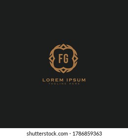 Premium letter FG logo icon design. Luxury jewelry frame gem edge logotype