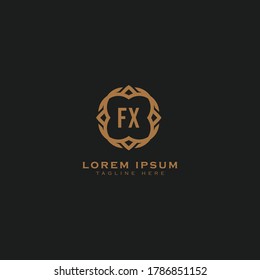 Premium letter FX logo icon design. Luxury jewelry frame gem edge logotype