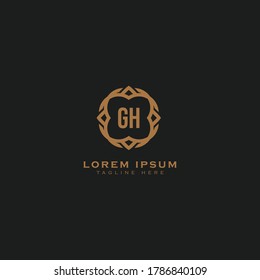 Premium letter GH logo icon design. Luxury jewelry frame gem edge logotype