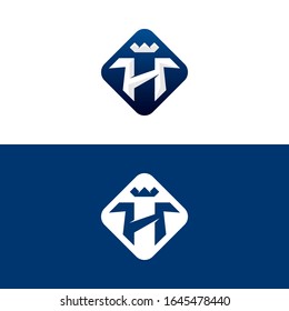 Premiumbrief H Logo Design mit Krone. Vorlage für Vektorillustration.