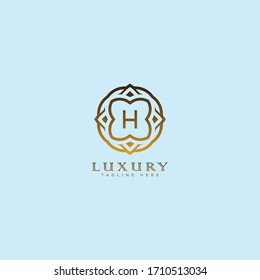 Premium letter H logo icon vector design. Luxury jewelry frame gem edge logotype. Print monogram initials stamp sign symbol.