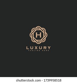 Premium letter H logo icon design. Luxury jewelry frame gem edge logotype. Print monogram initials stamp sign symbol