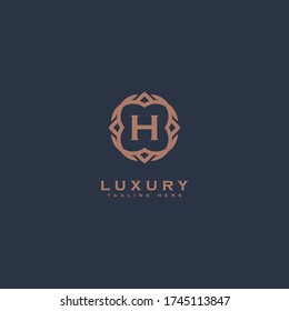 Premium letter H logo icon design. Luxury jewelry frame gem edge logotype. Print monogram initials stamp sign symbol